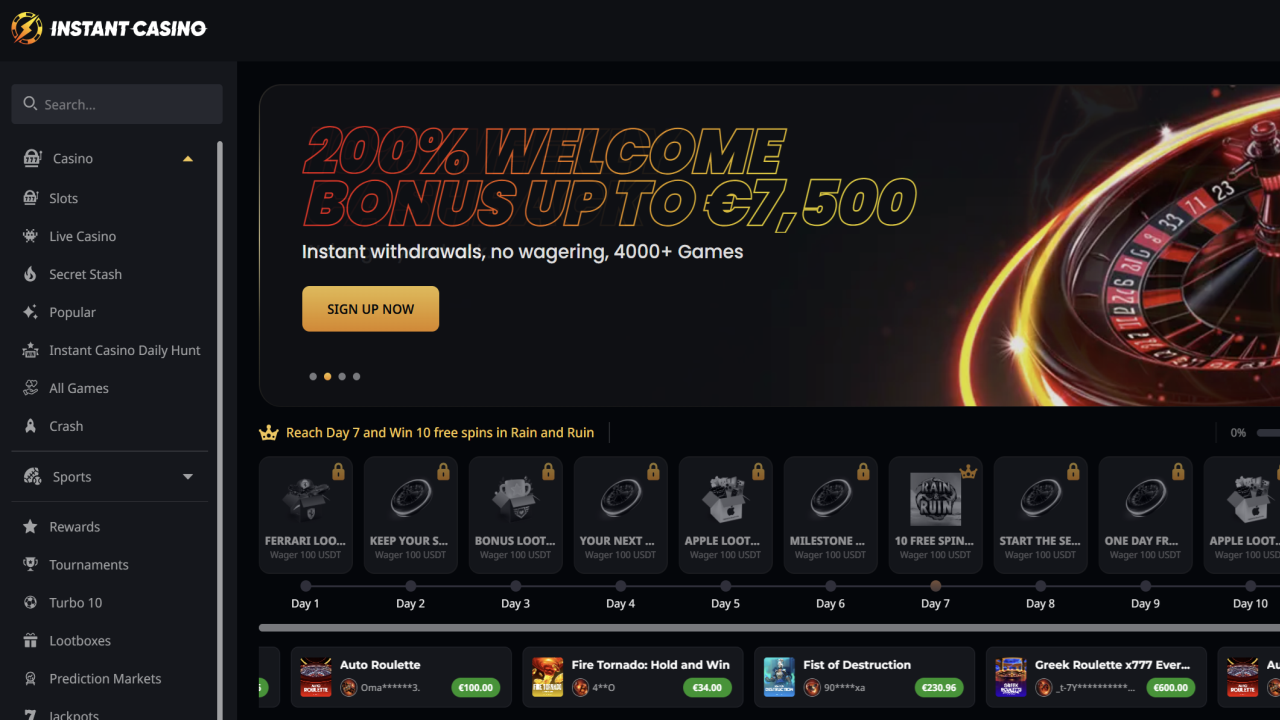 Instant Casino website