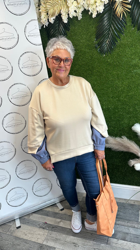 Denim effect jumper