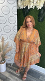 Kaftan dress (orange+mustard)