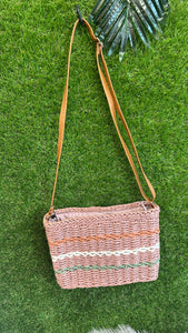 Square straw shoulder bag