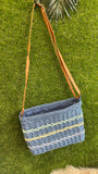 Square straw shoulder bag