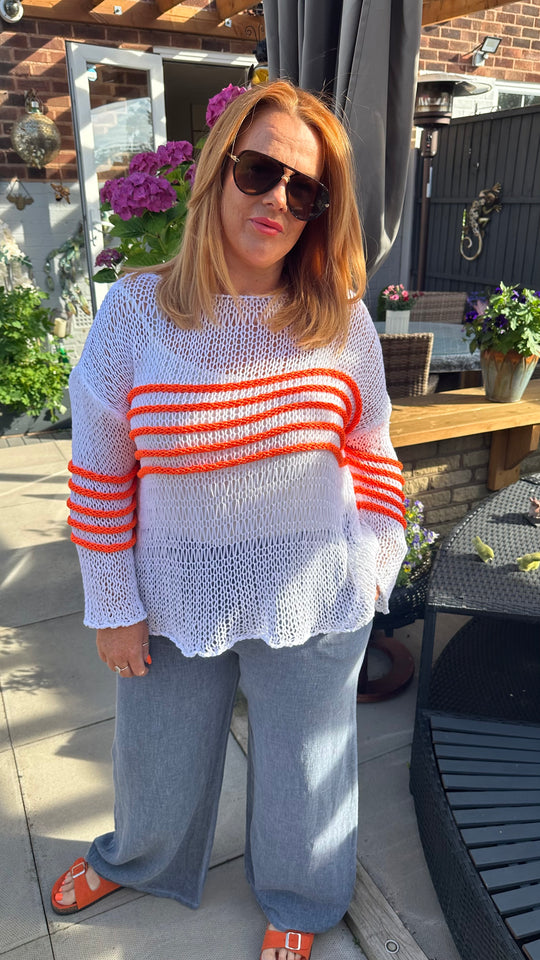Stripe panel crochet top