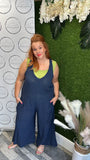 Wide leg linen jumpsuit
