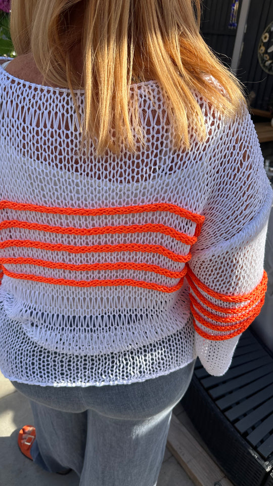 Stripe panel crochet top