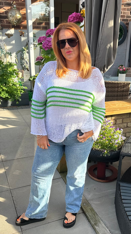 Stripe panel crochet top