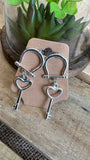 Heart key dangle earings