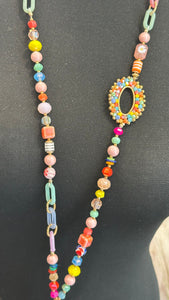 Longline candy skull necklace