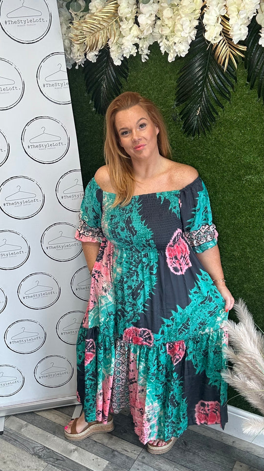 Boho meets Ibiza maxi dress (green+black)