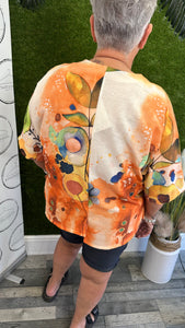 Linen flower bomb top