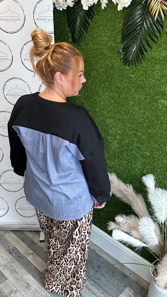 Denim effect jumper