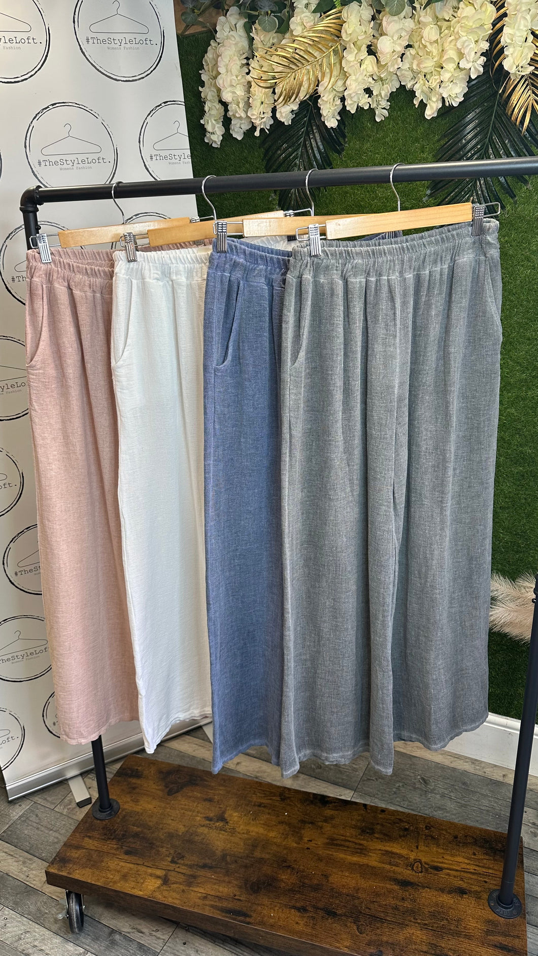 Raw material linen trousers