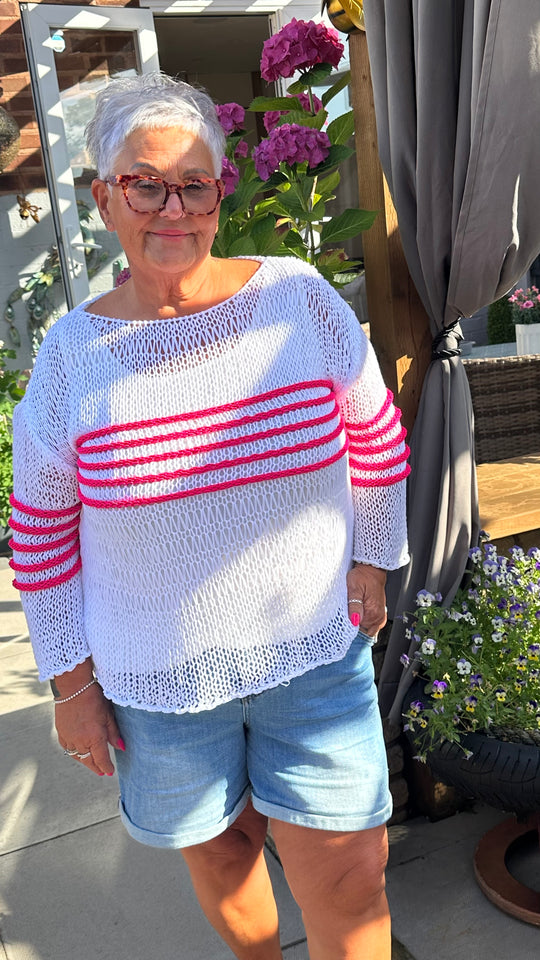 Stripe panel crochet top
