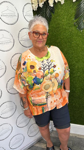 Linen flower bomb top