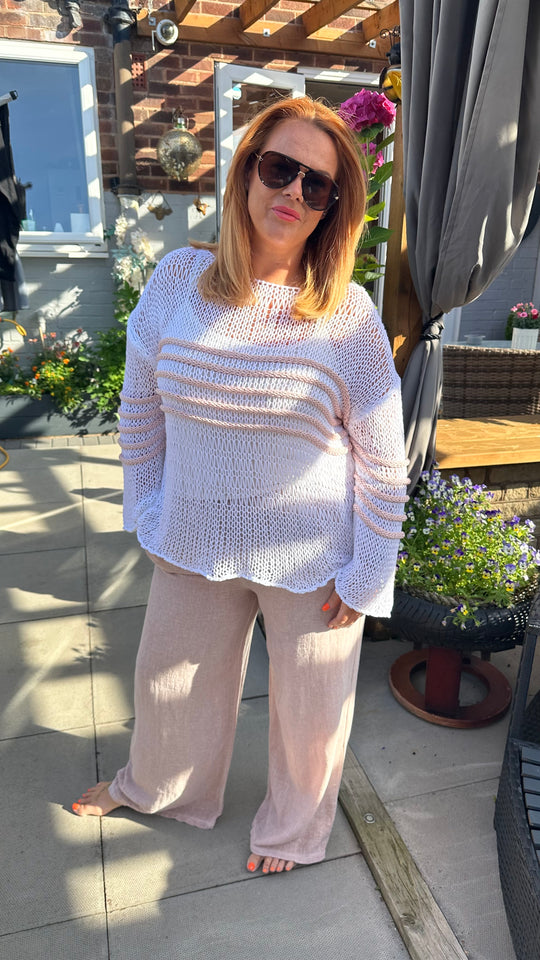 Stripe panel crochet top
