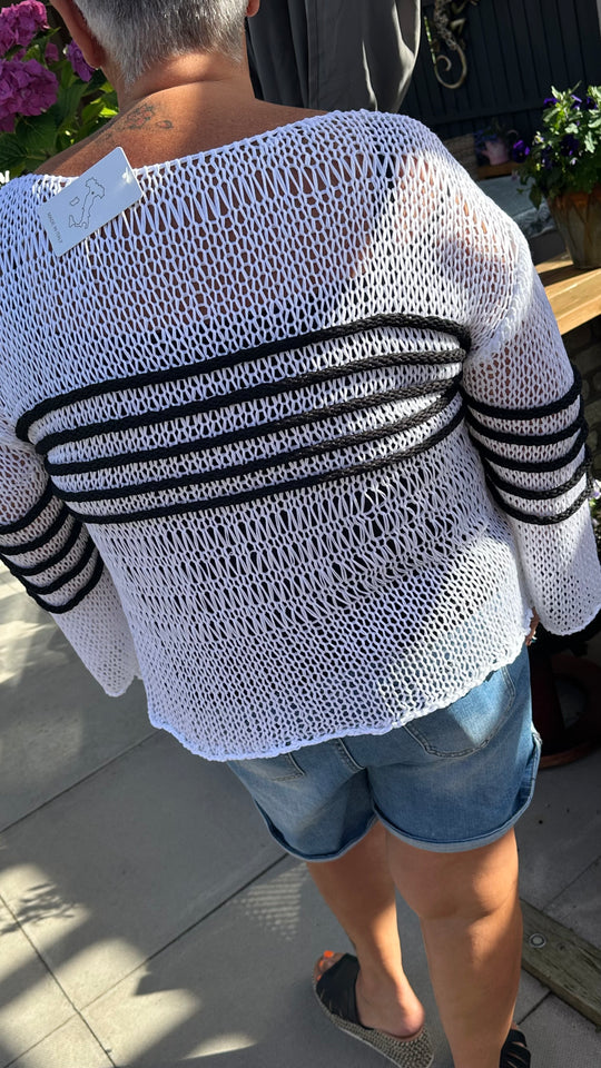 Stripe panel crochet top