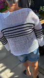 Stripe panel crochet top