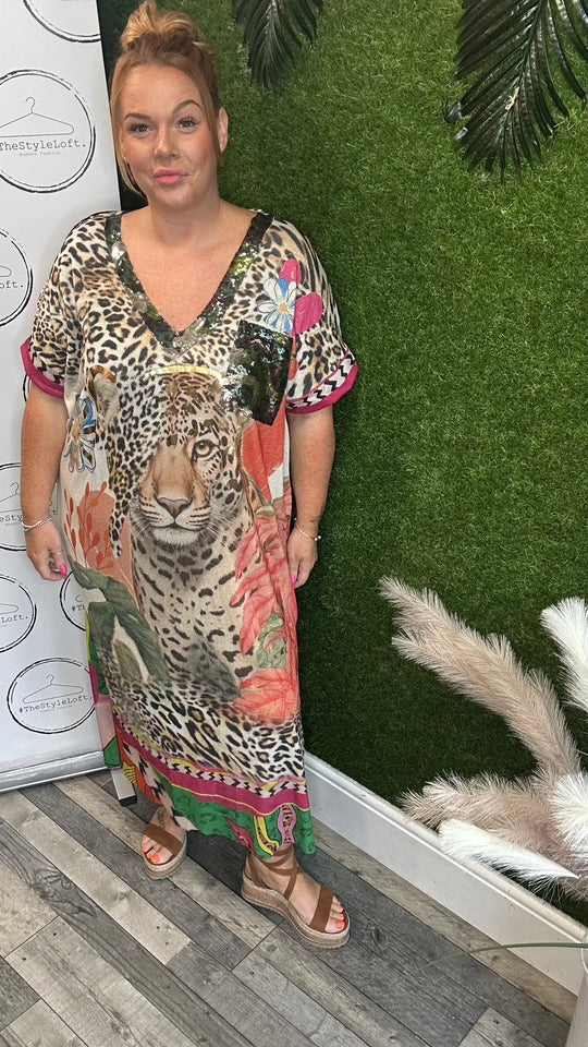 Glitzy maxi print dress (design 2)
