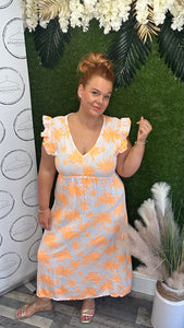 Cheesecloth palm tree maxi dress