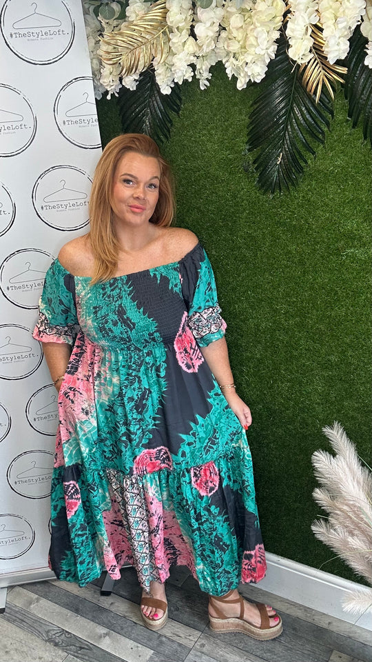 Boho meets Ibiza maxi dress (green+black)