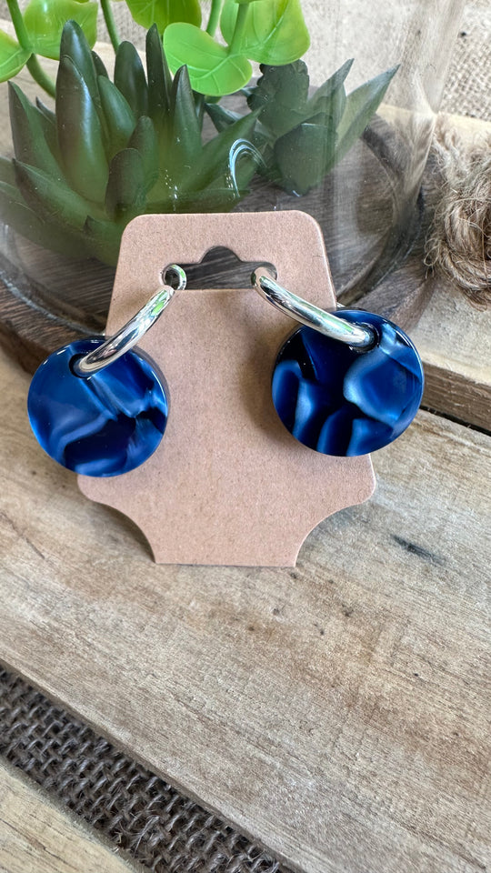 Marble dangle hoops
