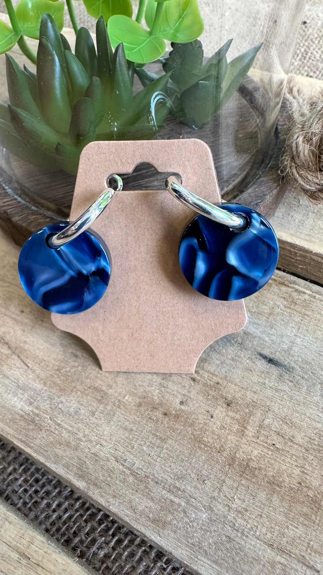 Marble dangle hoops