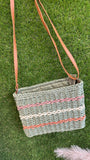 Square straw shoulder bag