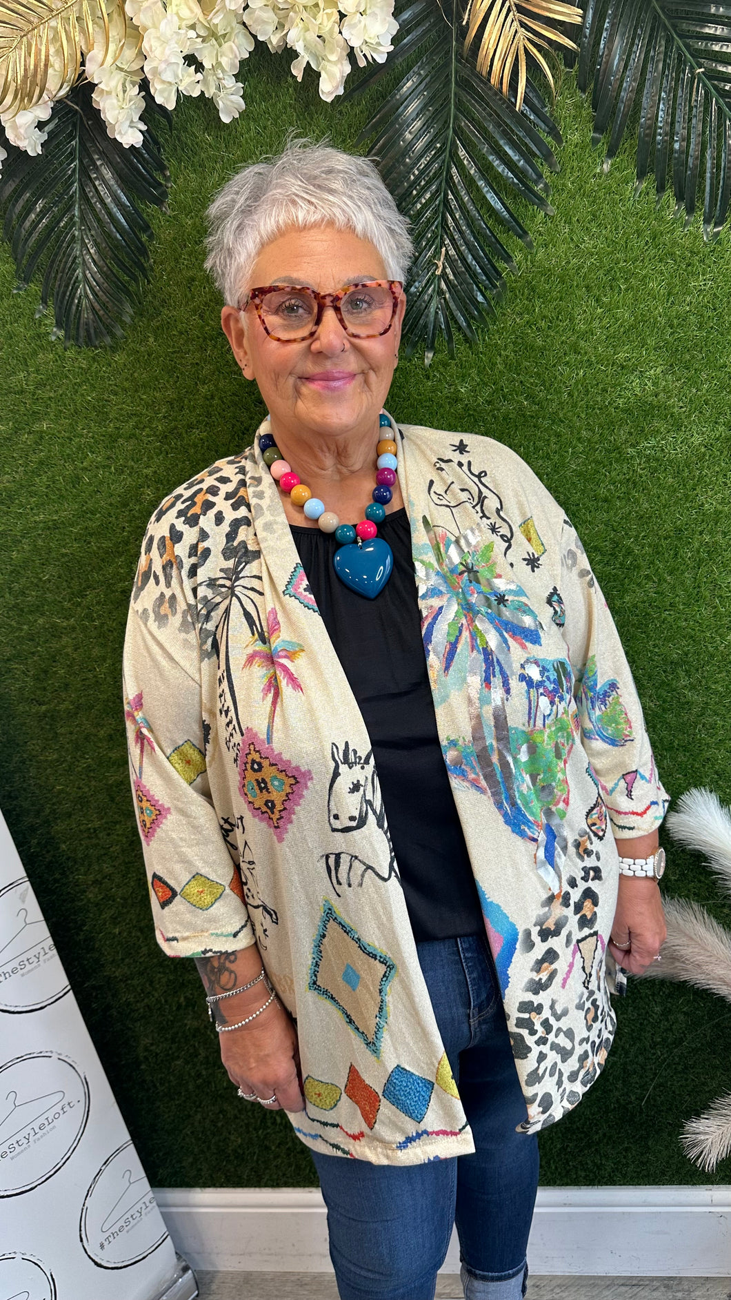 Shimmer + Print edge to edge jacket