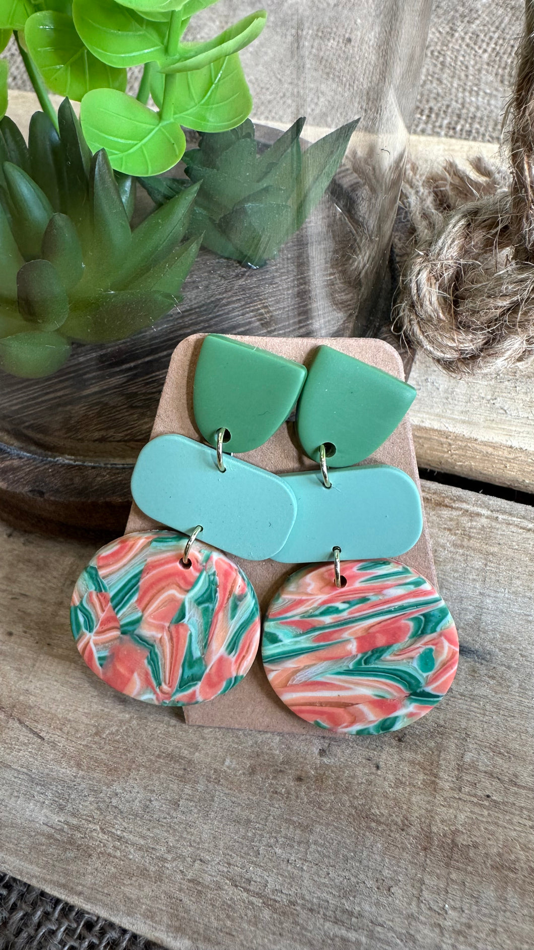 Marble trio dangle earrings