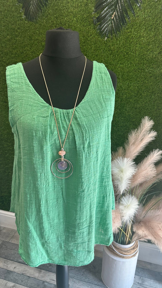 Linen vest top (necklace included)