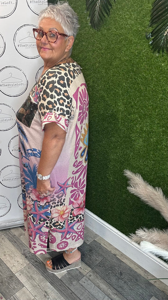 Glitzy maxi print dress (design 1)