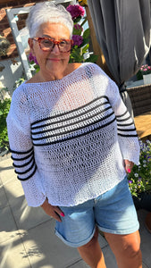 Stripe panel crochet top