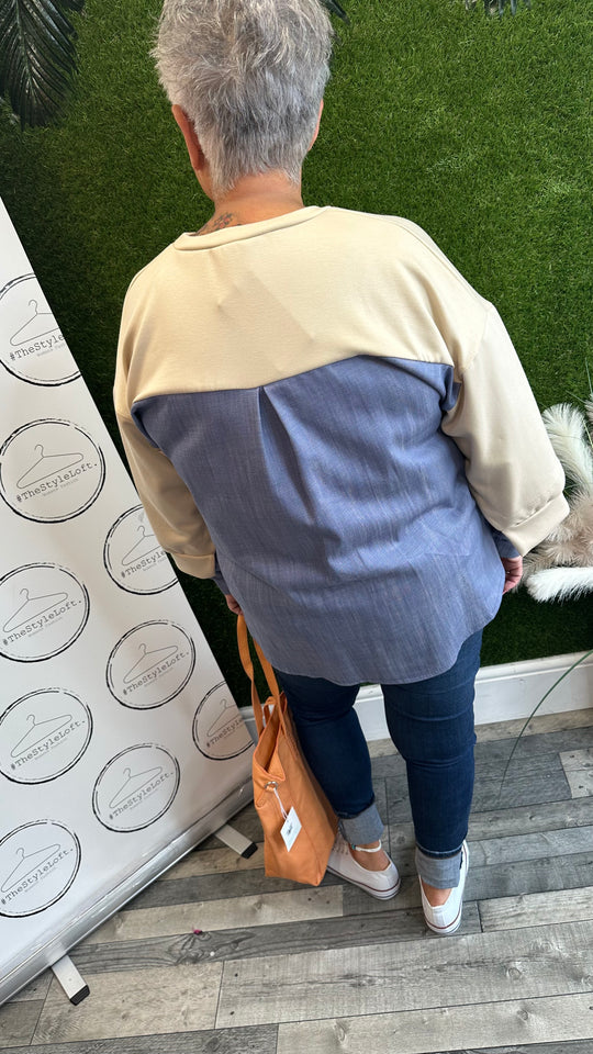 Denim effect jumper