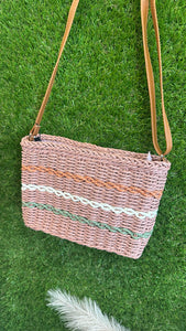 Square straw shoulder bag