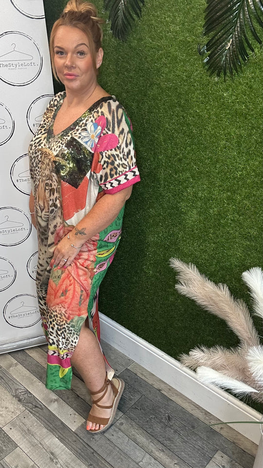 Glitzy maxi print dress (design 2)