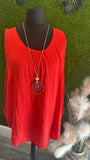 Linen vest top (necklace included)