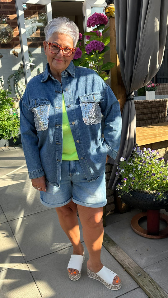 Sparkle denim jacket/shacket