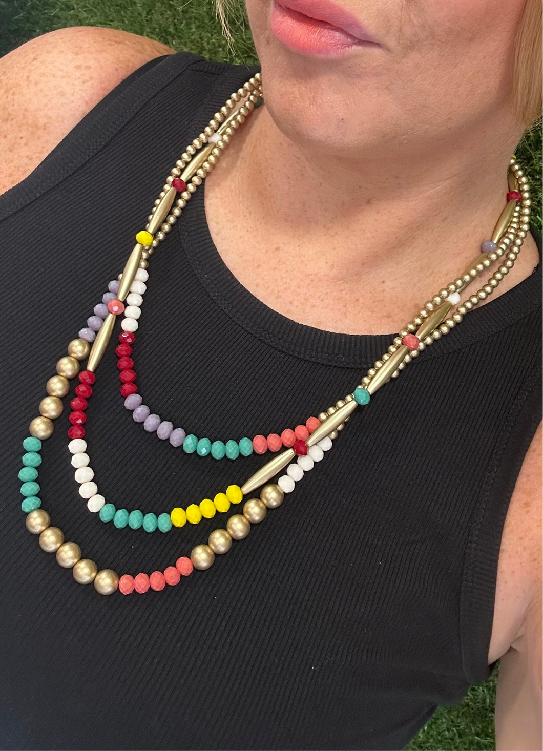 Multi layer beaded necklace