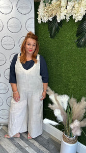 Wide leg linen jumpsuit