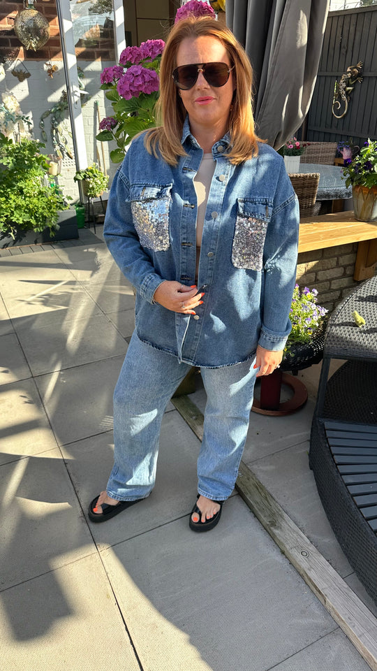 Sparkle denim jacket/shacket
