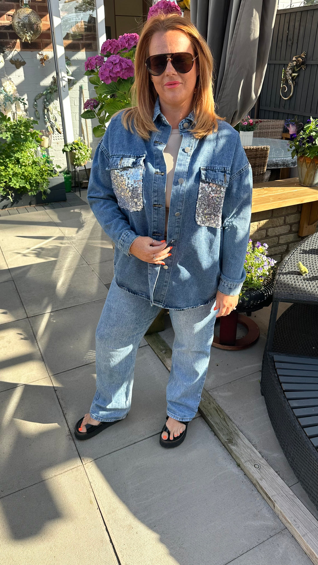 Sparkle denim jacket/shacket
