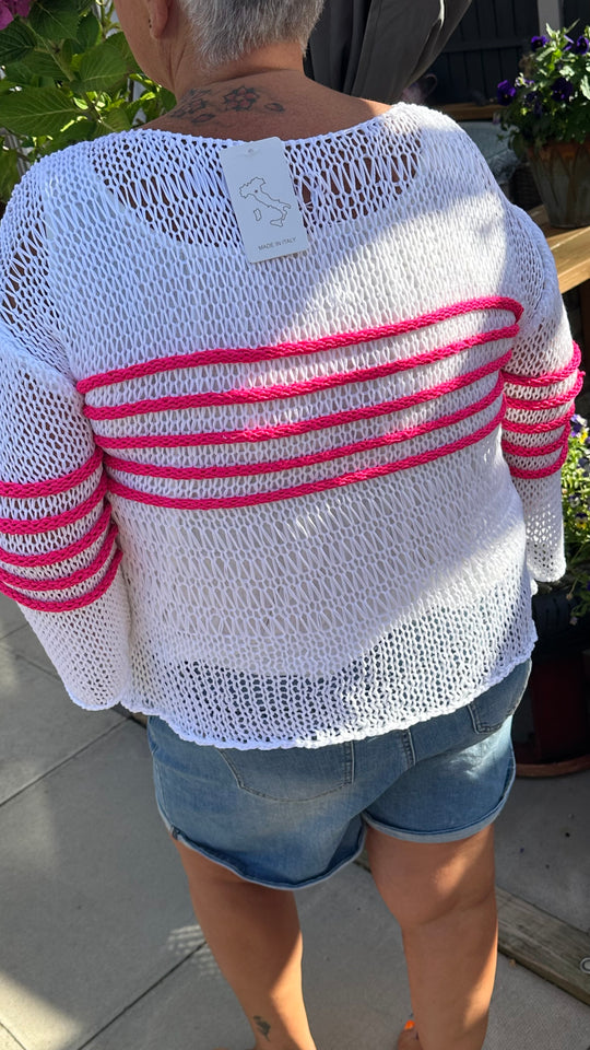 Stripe panel crochet top